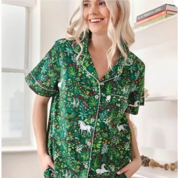 Printfresh Other - PrintFresh Pajama Top M Unicorn's Garden Juniper Organic Cotton Short Sleeve